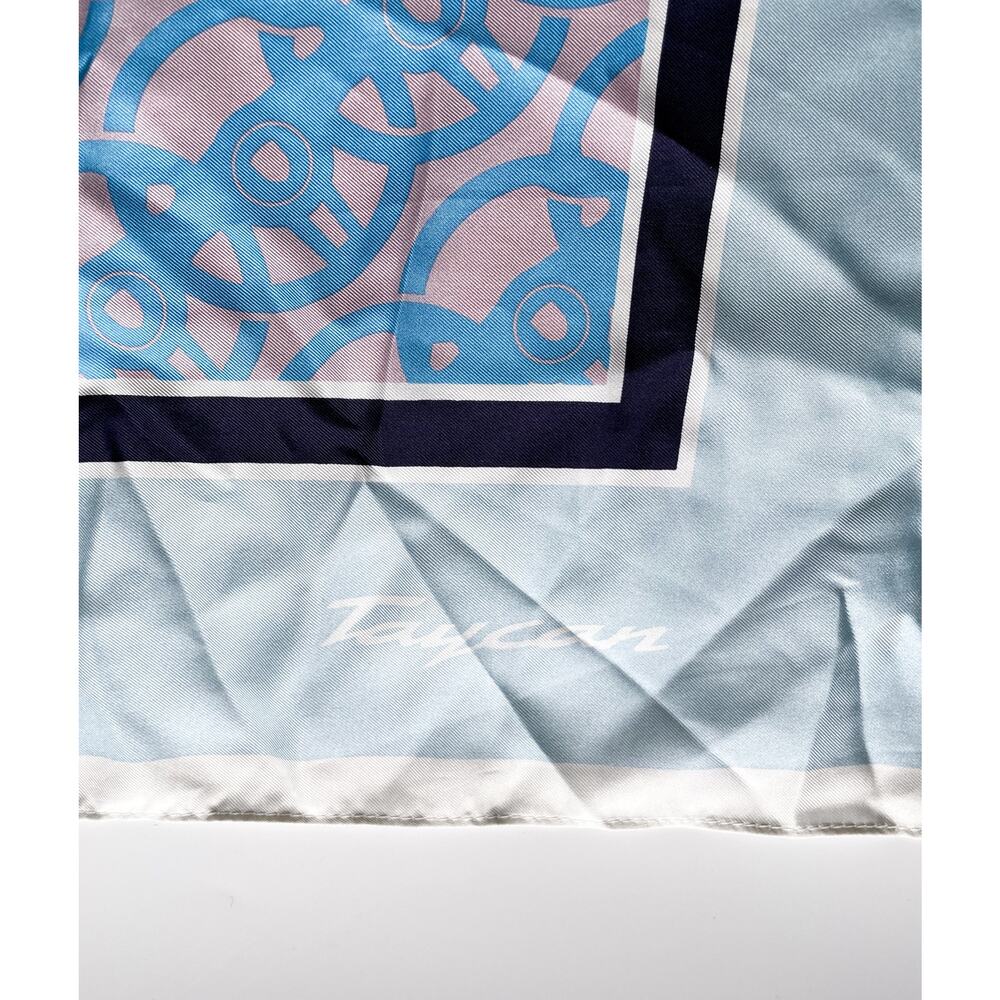 Porsche Taycan Silk Driving Scarf Limited Edition Blue & Pink 34" Square - Picture 2 of 6